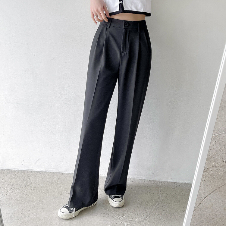 [S~2XL/기획특가]찰랑 핀턱 와이드 슬랙스 블랙