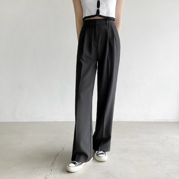 [S~2XL/기획특가]찰랑 핀턱 와이드 슬랙스 블랙