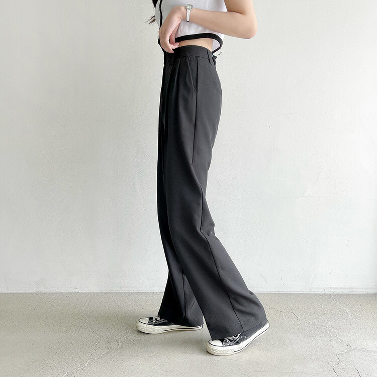 [S~2XL/기획특가]찰랑 핀턱 와이드 슬랙스 블랙