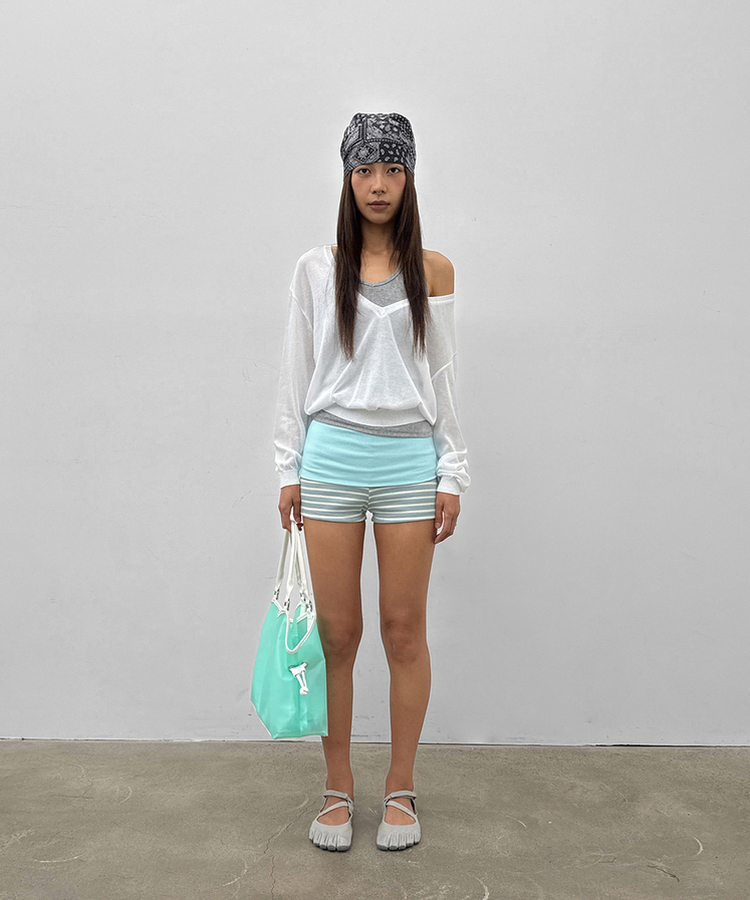 ストライプホールドショートパンツ LIGHT BLUE