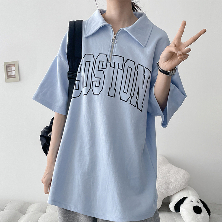 カラーハーフジップ半袖Tシャツ｜半袖Tシャツ｜韓国ファッション通販 SONA