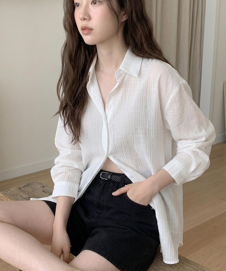 シワ加工シアー長袖シャツ｜シャツ｜韓国ファッション通販 SONA