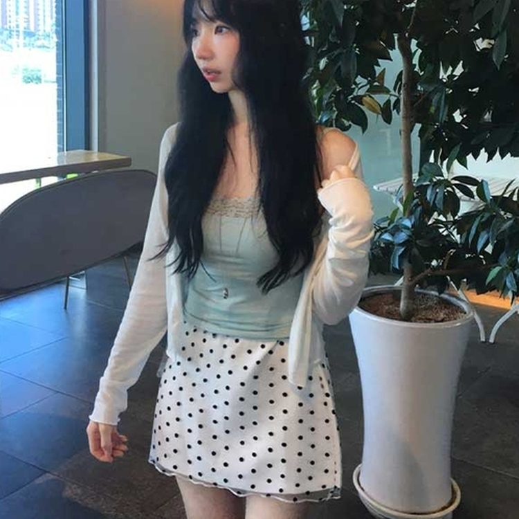 ドットシフォンミニスカート WHITE