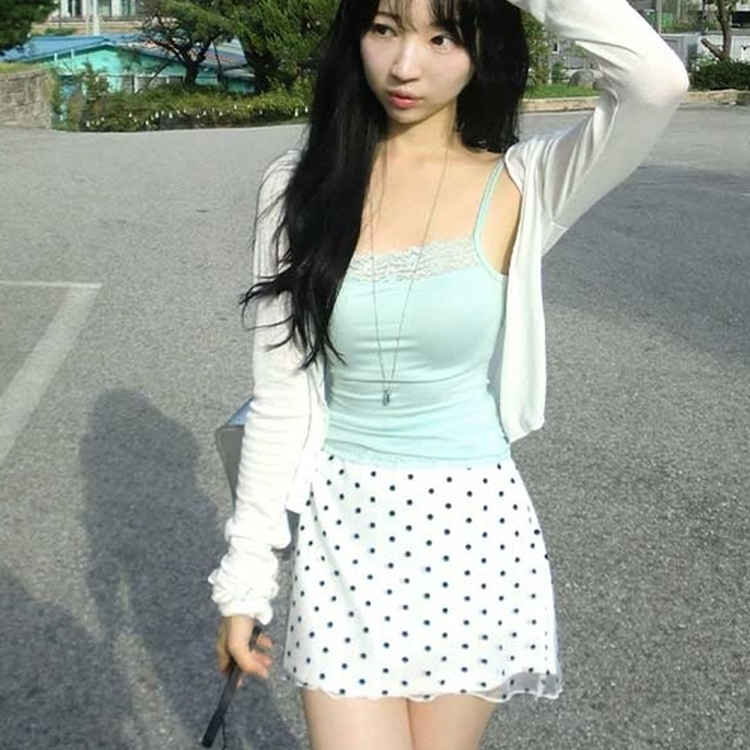 ドットシフォンミニスカート WHITE