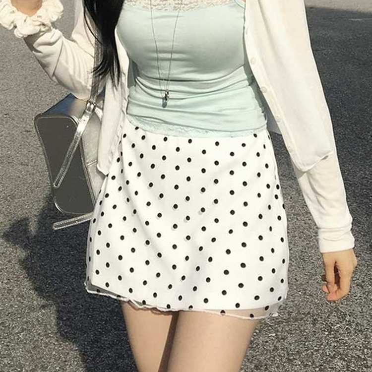 ドットシフォンミニスカート WHITE