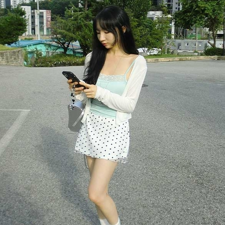 ドットシフォンミニスカート WHITE