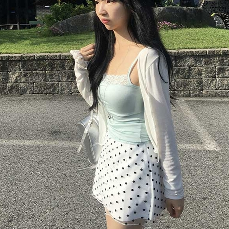 ドットシフォンミニスカート WHITE