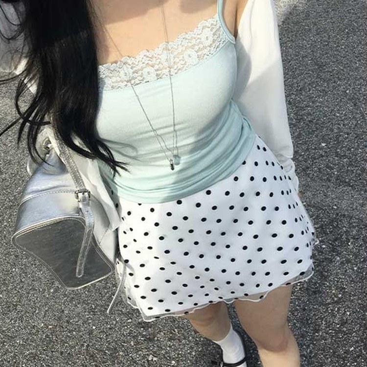 ドットシフォンミニスカート WHITE