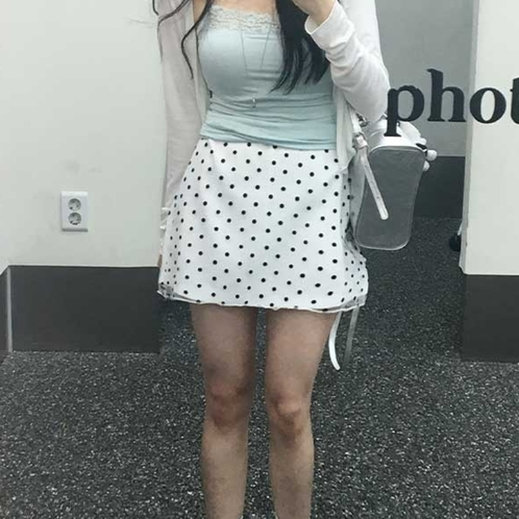 ドットシフォンミニスカート WHITE