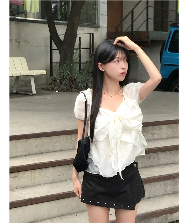 リボンシフォンブラウス IVORY