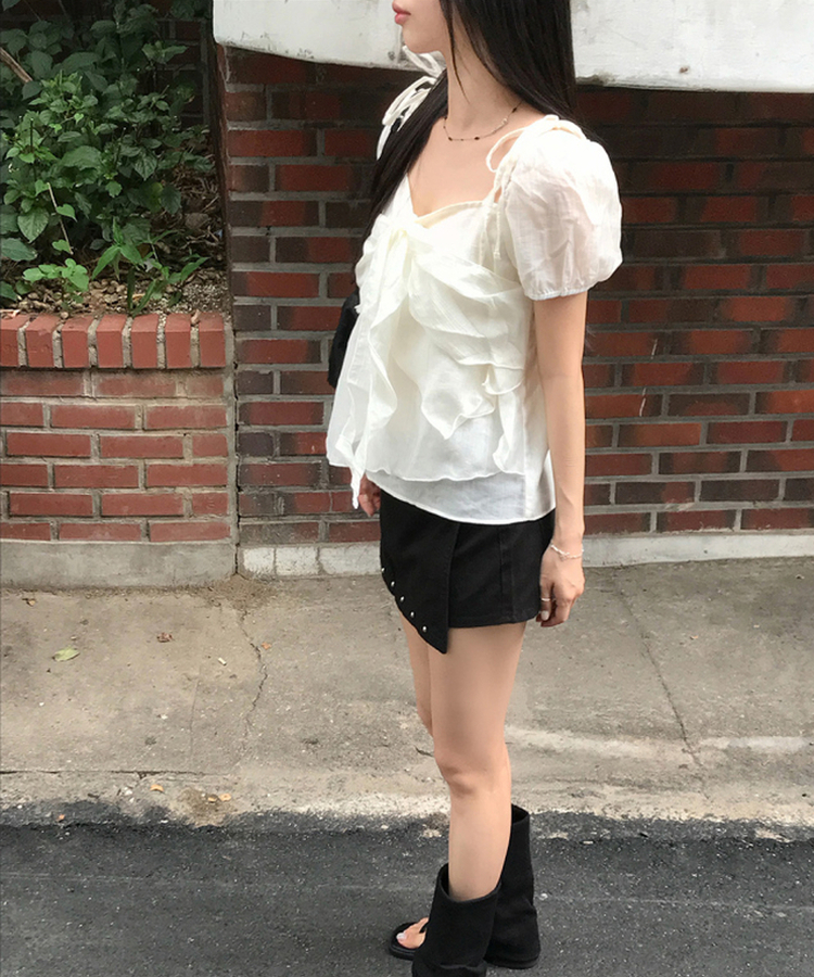 リボンシフォンブラウス IVORY
