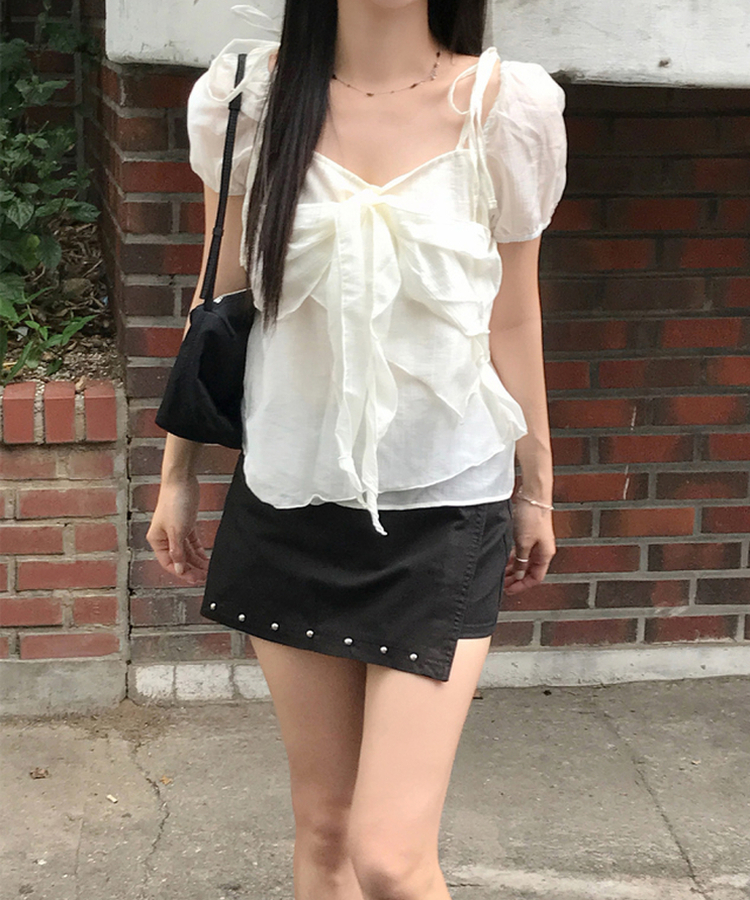 リボンシフォンブラウス IVORY