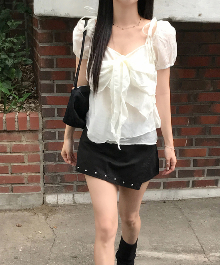 リボンシフォンブラウス IVORY