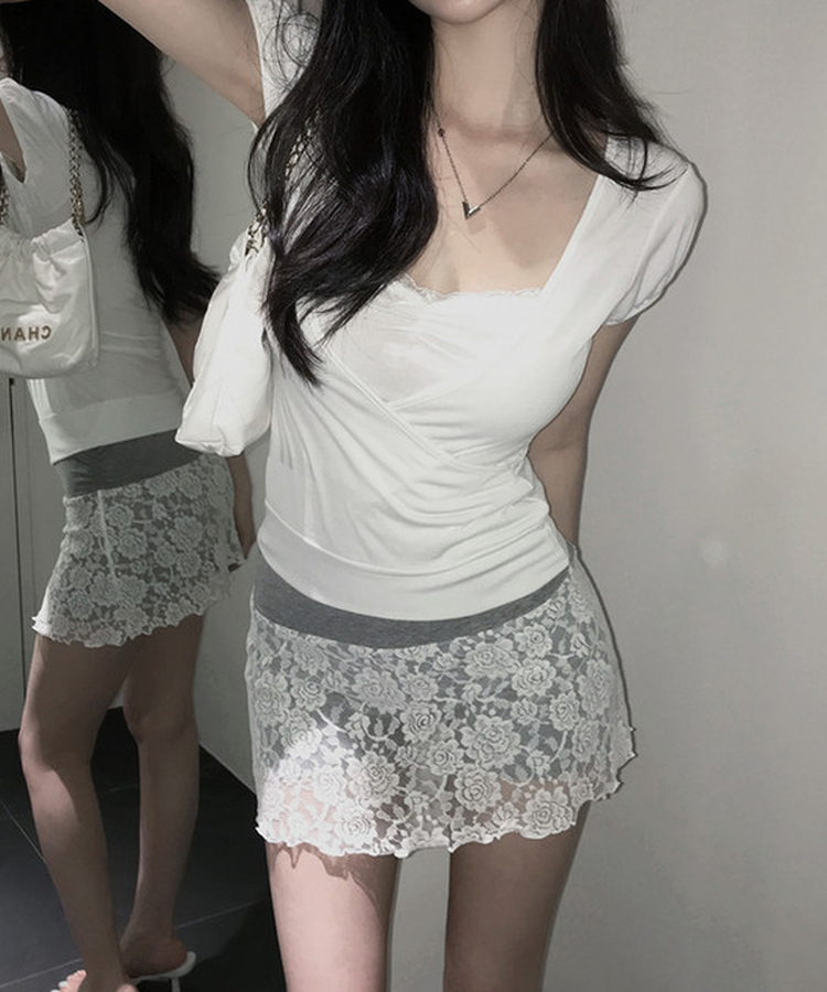 レースミニスカート WHITE