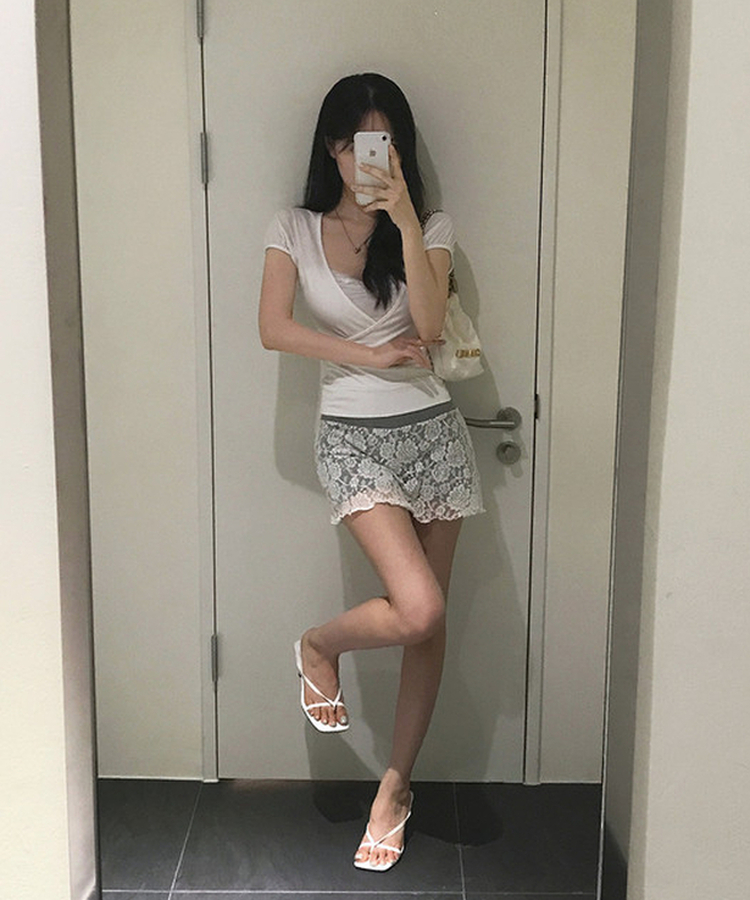 レースミニスカート WHITE