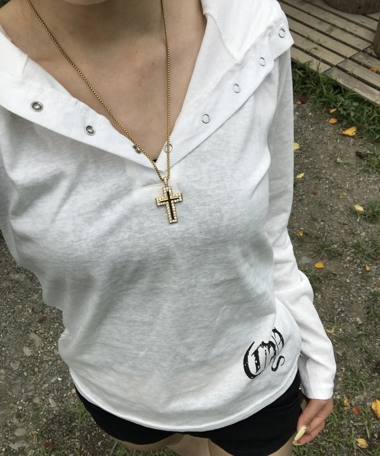 スターレタリングフードTシャツ WHITE