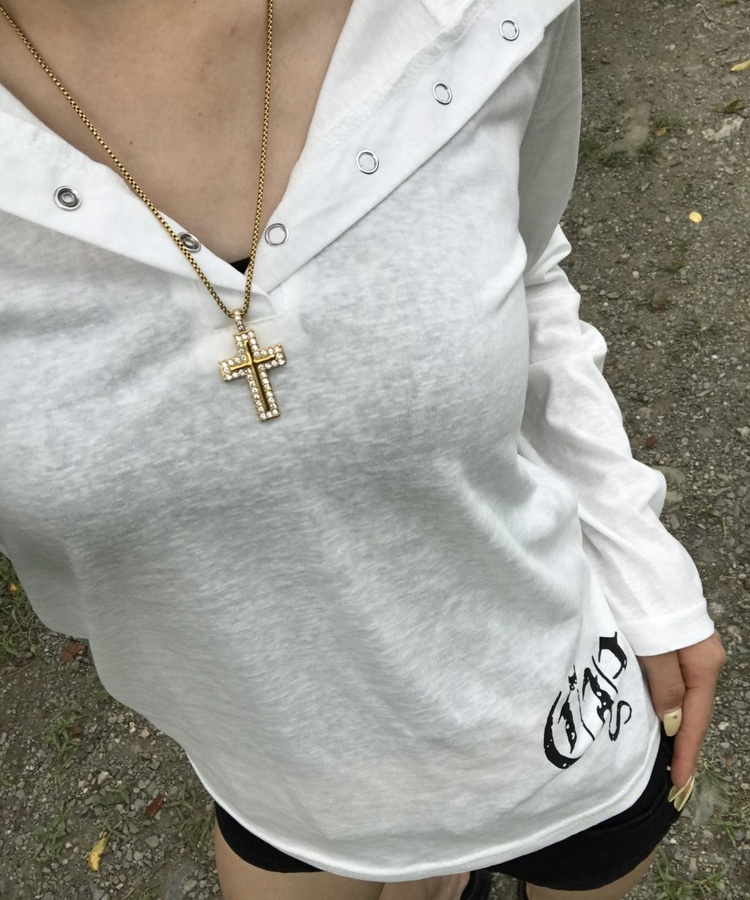 スターレタリングフードTシャツ WHITE