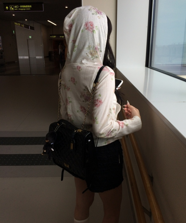 花柄シースルージップアップパーカー IVORY