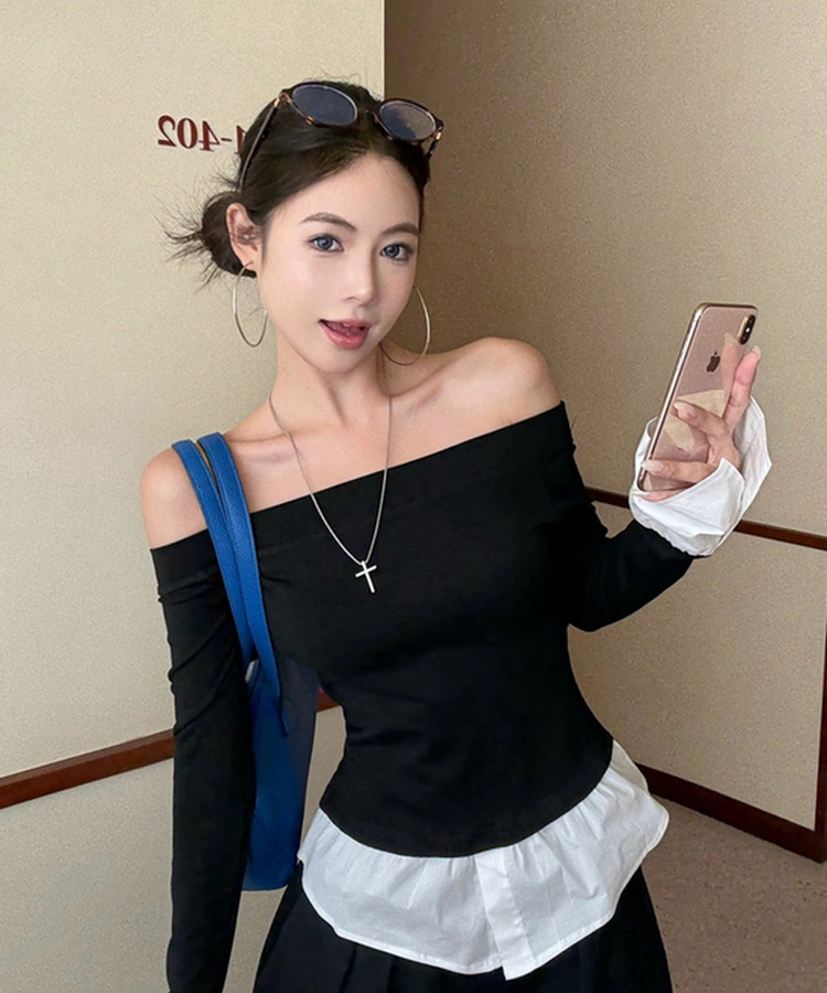 シャツレイヤード長袖Tシャツ BLACK