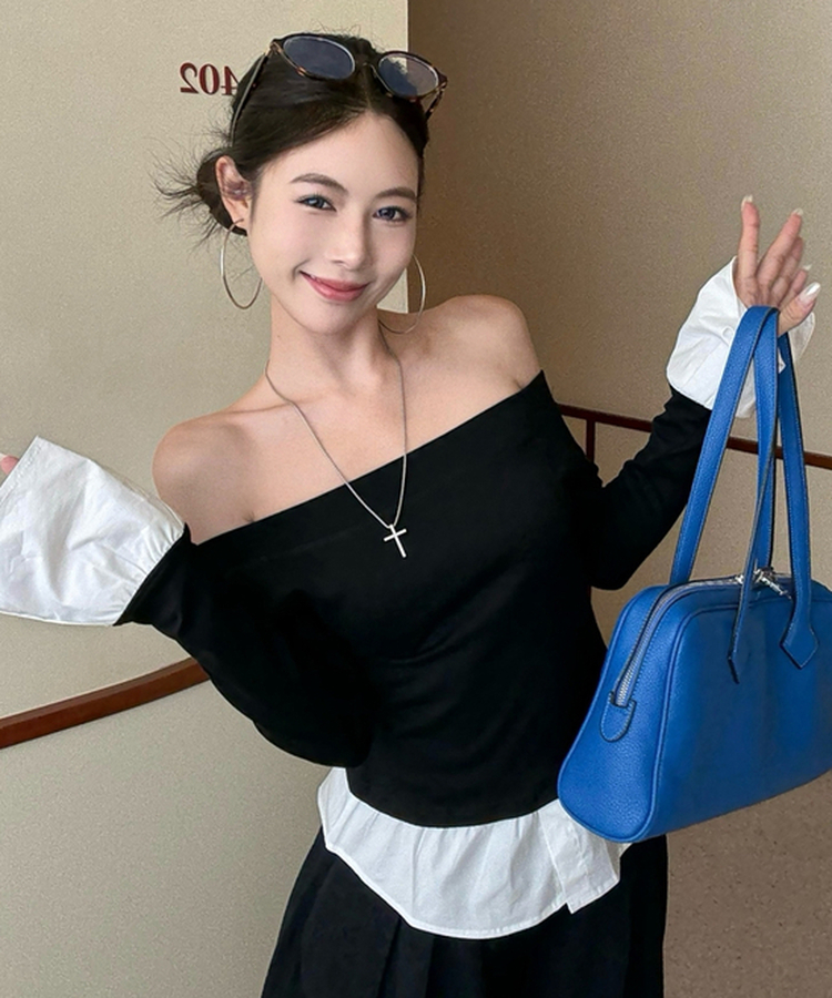 シャツレイヤード長袖Tシャツ BLACK