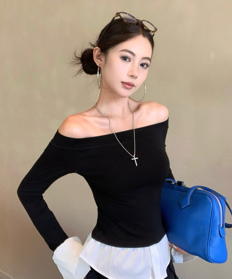 シャツレイヤード長袖Tシャツ BLACK