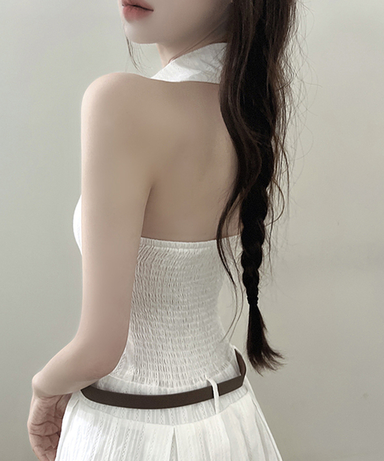 【ベルト付き】ホルターネックフレアミニワンピース WHITE