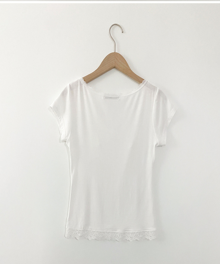 レースVネック半袖Tシャツ