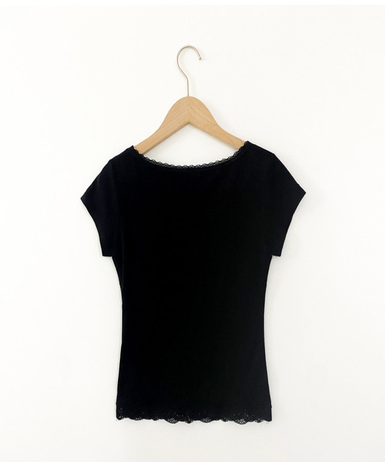 レースVネック半袖Tシャツ