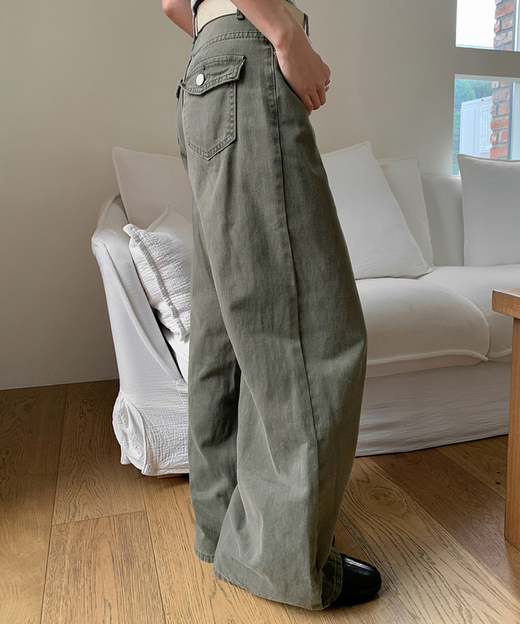ポケットコットンワイドパンツ KHAKI