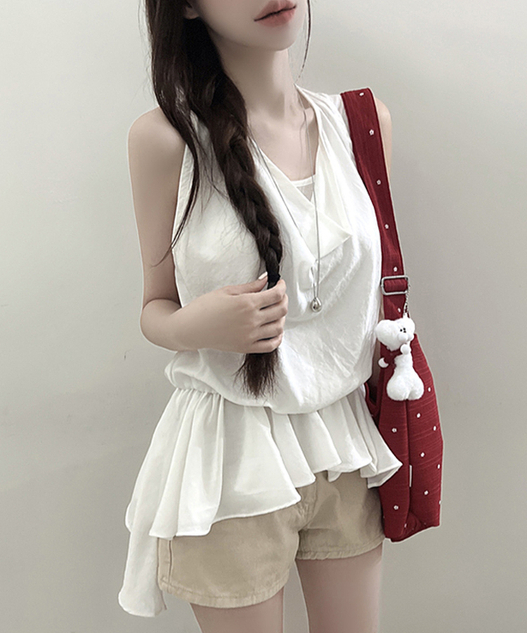 ドレープホルターレイヤードフリルブラウス IVORY