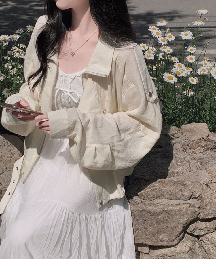 라이더 자켓 디테일을 그대로 담은레모나 썸머 린넨라이크 썸머 아방핏 벨트 자켓 점퍼 옐로우
