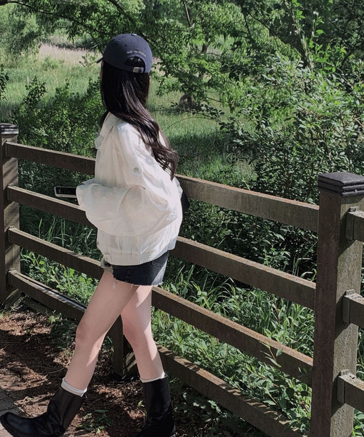 라이더 자켓 디테일을 그대로 담은레모나 썸머 린넨라이크 썸머 아방핏 벨트 자켓 점퍼 아이보리