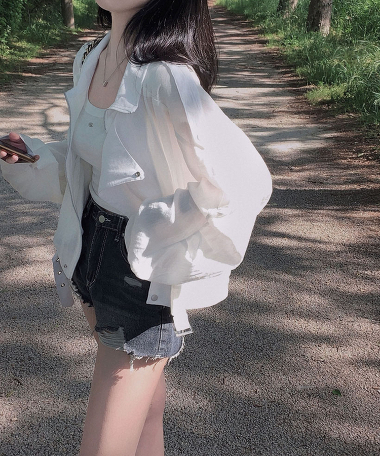 라이더 자켓 디테일을 그대로 담은레모나 썸머 린넨라이크 썸머 아방핏 벨트 자켓 점퍼 아이보리
