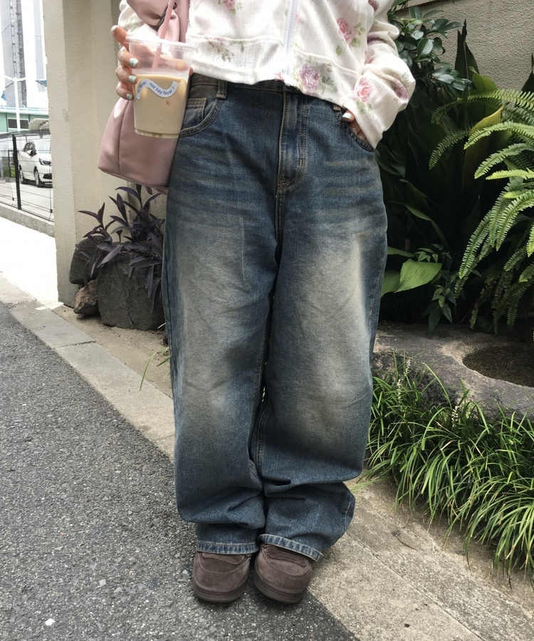 ポケットレタリングワイドデニム DARK BLUE