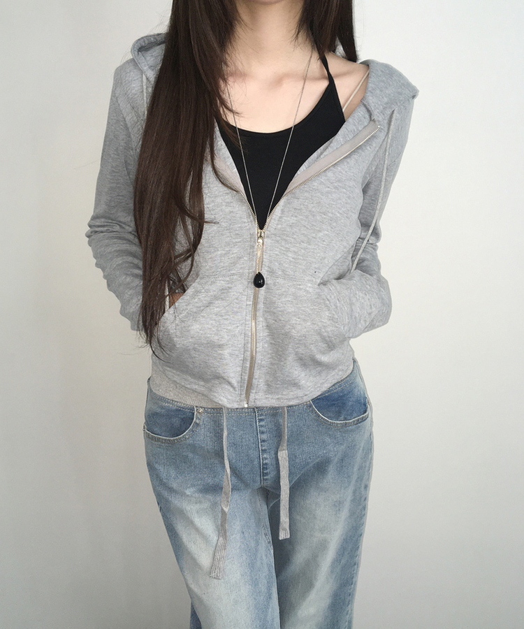 スリムフードジップアップ(7color) GREY