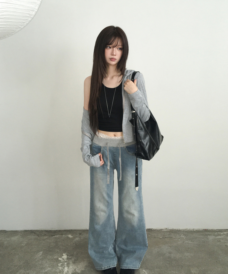 スリムフードジップアップ(7color) GREY