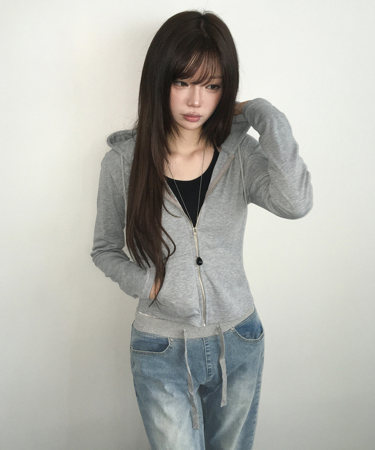 スリムフードジップアップ(7color) GREY