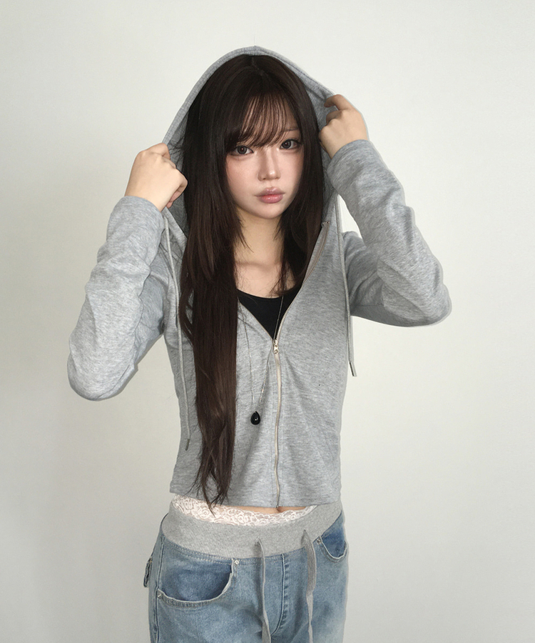スリムフードジップアップ(7color) GREY