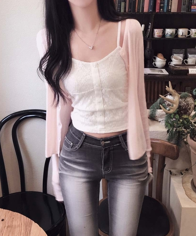 2wayサマーリブボタンカーディガン PINK