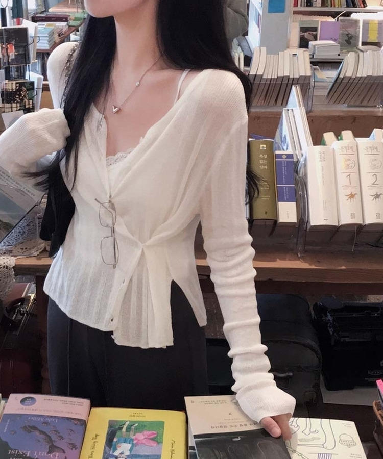 2wayサマーリブボタンカーディガン IVORY