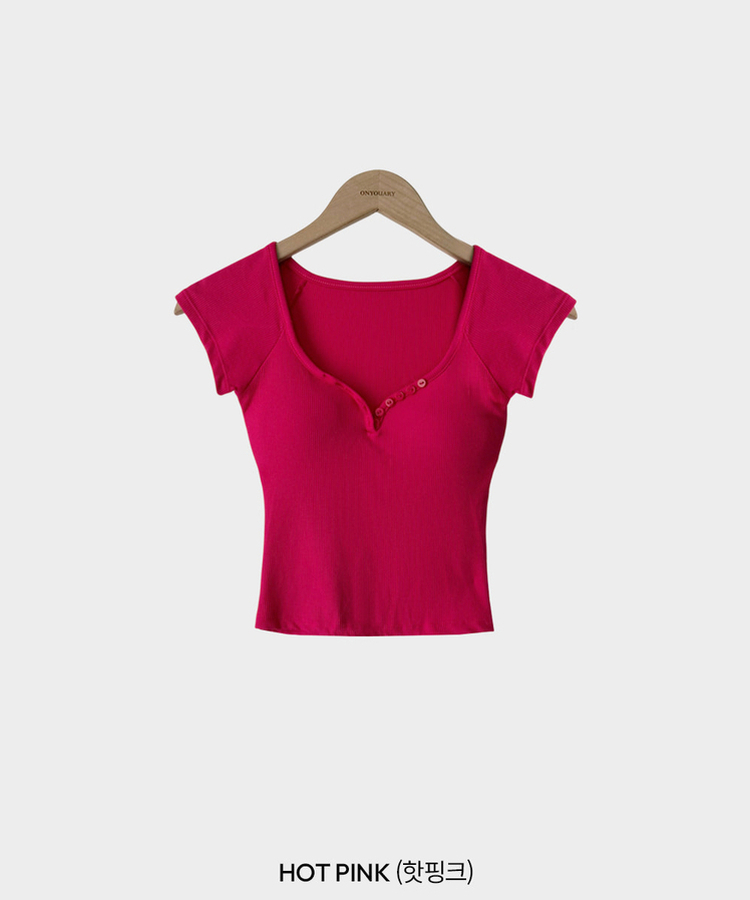 【カップ付き】クロップドスリムTシャツ(5color)