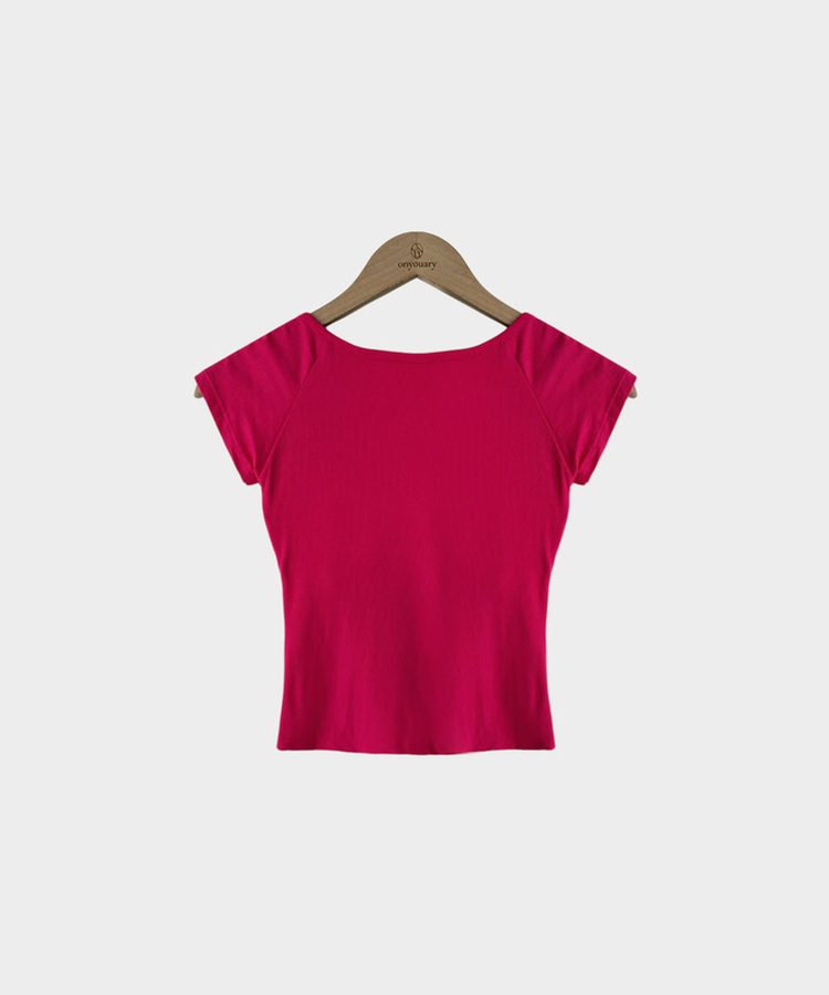 【カップ付き】クロップドスリムTシャツ(5color)