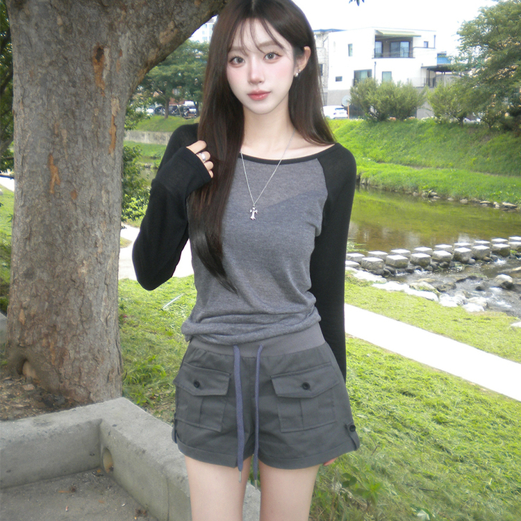 [허벅지널널핏/여름팬츠] 군살커버! 비쥬 여름 허리 밴딩 스트링 롤업 단추 투포켓 반바지, 데일리 스트랩 버튼 숏팬츠 4color 먹색