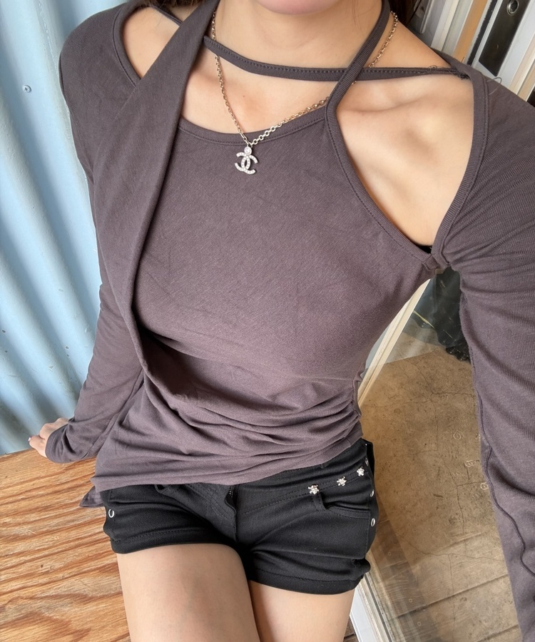 ホルターレイヤードTシャツ CHARCOAL