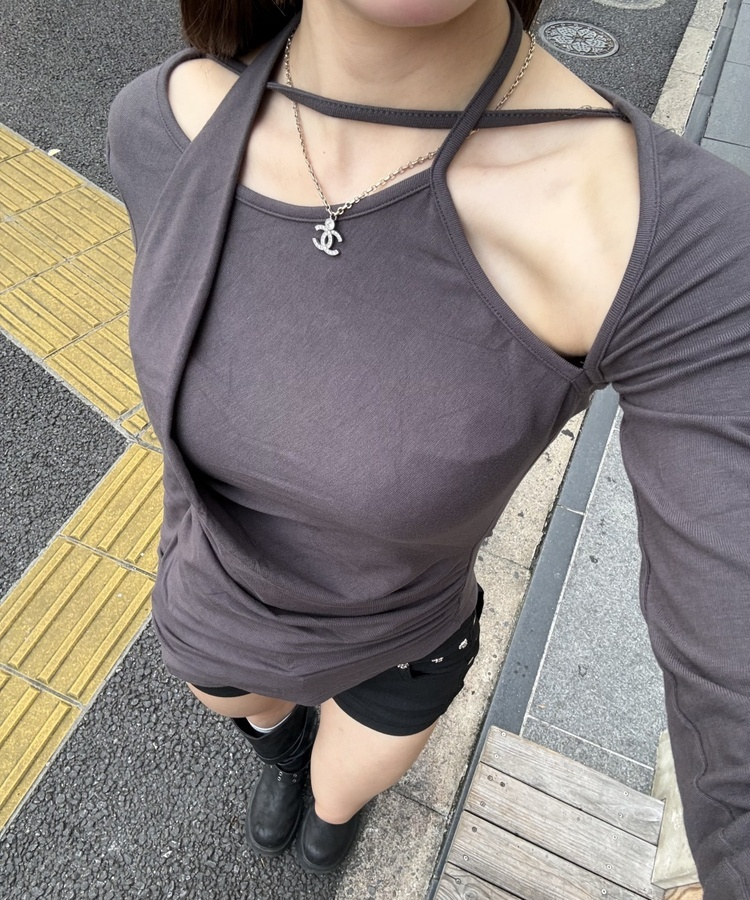 ホルターレイヤードTシャツ CHARCOAL