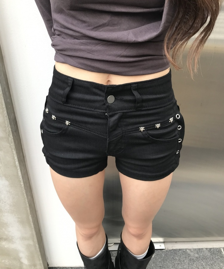 スカルショートパンツ BLACK