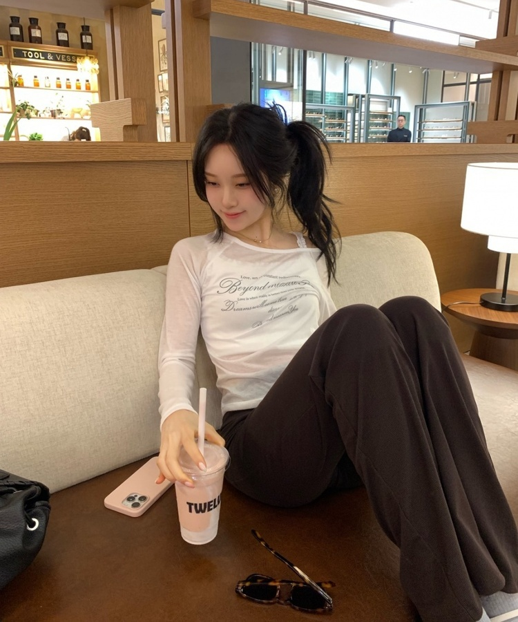 원숄더 시스루 티셔츠 아이보리