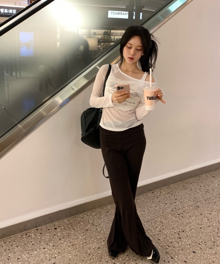 원숄더 시스루 티셔츠 아이보리