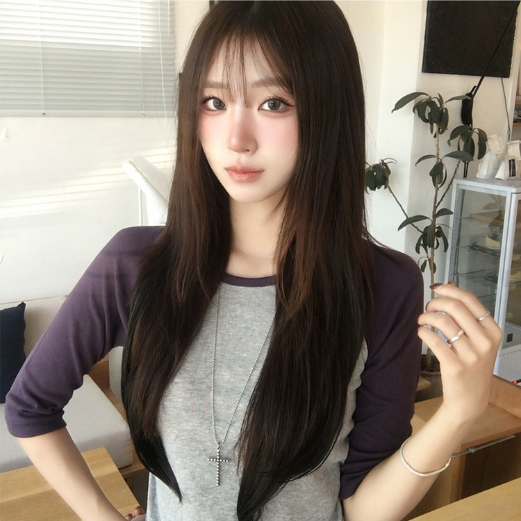 [7부기장/얇은소재감~] 한여름까지, 꾸안꾸 종결 스머프 라운드 나그랑 배색 여름 반팔 7부 긴팔 티셔츠, 데일리 긴팔티, 레이어드 배색 상의, 세미 크롭 반팔티 4color 퍼플