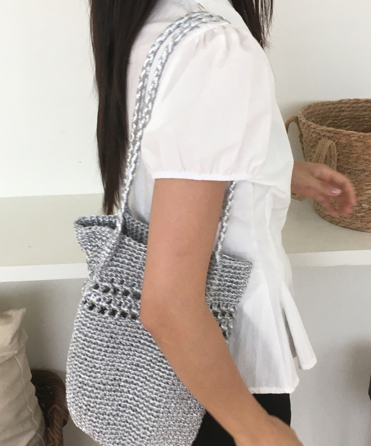 シルバーメッシュニットトートバッグ SILVER
